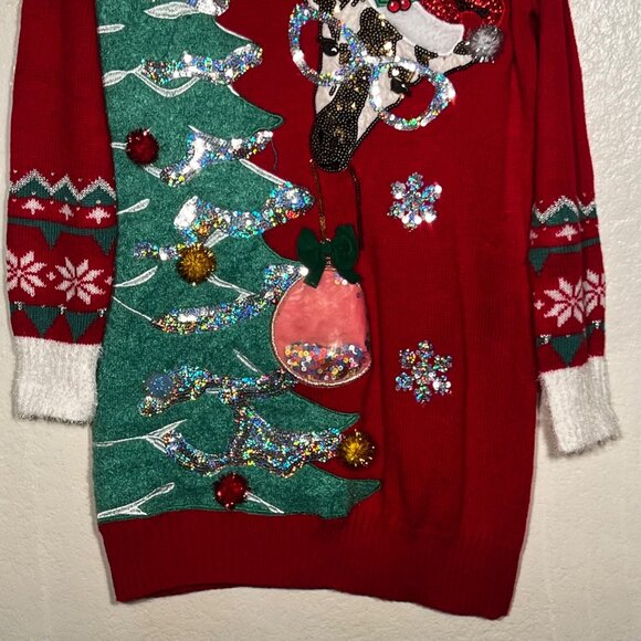 NWT M Christmas Sweater United States Sweaters Red Festive Tree Reindeer Orname - Picture 4 of 16